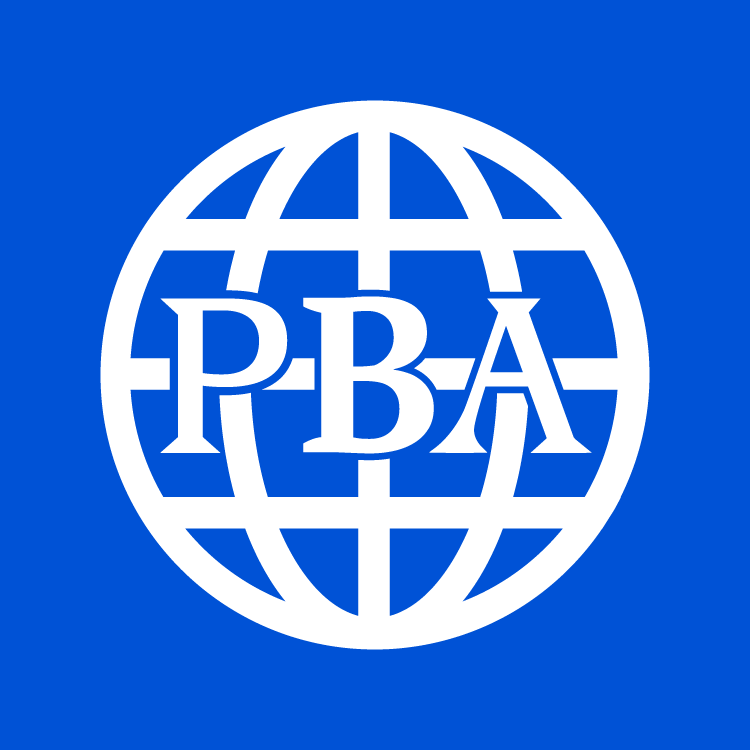 A blue and white logo of the people 's bureau of america.