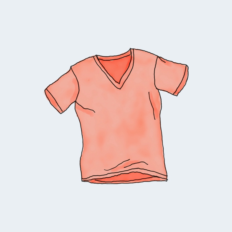 A drawing of a pink shirt with the words " orange shirt ".